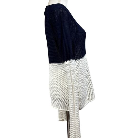 Vertical Design blue/white sweater, large, vacation, tropical, coastal, travel - Picture 2 of 5